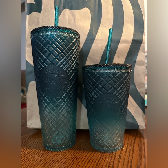 Starbucks 2023 Blue Ombre Jeweled Tumbler set w/ Siren Logo